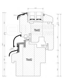 technický nákres řezu oknem v profilu IV78