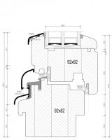 technický nákres řezu oknem v profilu IV92